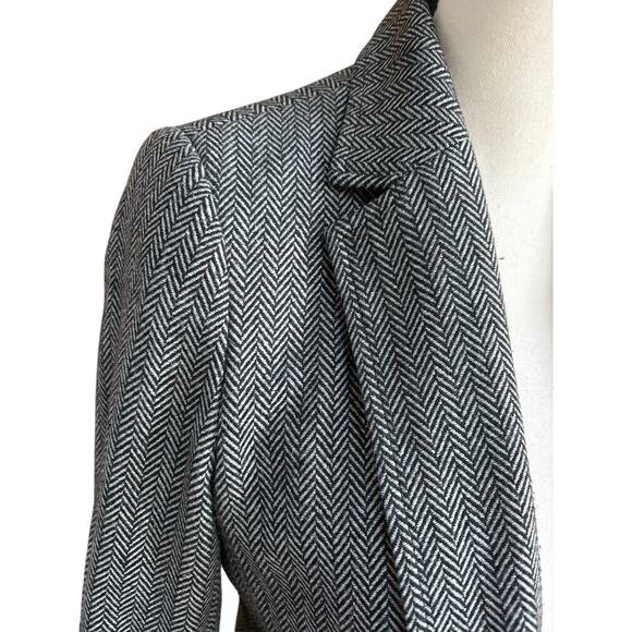 Rebecca Minkoff Wool Blend Herringbone Blazer Gray Black Jacket Size 4 - Picture 3 of 8